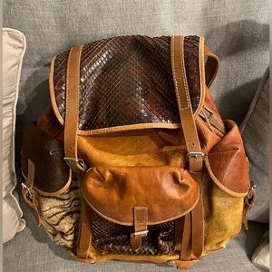 Sem Vaccaro Brown and Tan Leather Backpack